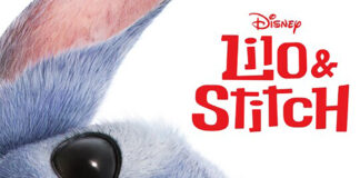 A silly close-up of Stitch’s face.